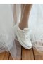 Ivory Color Bridal Sneakers Flat Sole Comfortable Shiny