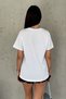 Women's White Crew Neck Pocket Denim Detailed Leaf Printed Pearl Stone Embroidered Cotton T-Shirt - 4