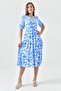 Short Balloon Sleeve Midi Length Length Elastic Wrap Neckline Floral Patterned Dress 3058 - 7