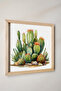 Watercolor Effect Cactus Painting with Wooden Frame, Watercolor - 2
