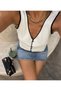 Color Striped Crop Knitwear Vest