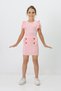 4-12 Years Old Girl's Double Suit - Skirted Blouse, Shoulder Flounce, Cuffed Sleeve Detail - 2