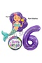 Mermaid Theme Mermaid Balloon Set for 6-Year-Olds and Purple Number Balloons Birthday Party Balloon Set