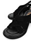 Black Suede Genuine Leather Women's Heeled Sandals - 4