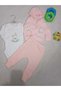 Mc Elci Baby Girl Rabbit Embroidered 3 Piece Hooded Long Sleeve Seasonal Baby Girl Bodysuit Set - 2