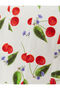 Strapless Mini Dress Balloon Skirt Cherry Printed Lined Cotton - 5