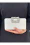 Women's Mother of Pearl Satin Covered Accessory Detailed Chain Evening Dress Shoulder Bag - 2