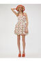 Strapless Mini Dress Balloon Skirt Cherry Printed Lined Cotton - 2
