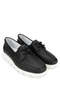 Women's Leather Straw Black Leather Casual Shoes - 2