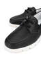 Women's Leather Straw Black Leather Casual Shoes - 3