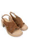 Women's Genuine Leather Tan Suede Heeled Sandals - 2