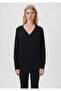 V Neck Black Sweater Loose Fit / Loose Comfortable Cut 1710144-900 - 3