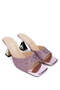 Lilac Genuine Leather Women's Heeled Slippers - 3
