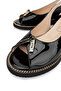 Women's Genuine Leather Black Patent leather Leather Heeled Sandals - 3