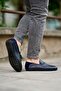 Dark navy blue men's leather shoes - 3