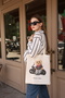 Canvas Teddy Bear Motorcycle Printed Shoulder Bag - 3