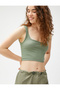 Crop Tank Top Square Neck Ribbed Piping Detail - 2