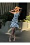 Strappy Floral Patterned Skirt with Ruffle Detail and Drawstring Mini Dress - 6