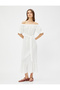 Midi Dress with Open Shoulder Belted - 3