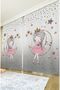 Gray Princess Sitting on the Moon Patterned Children & Baby Room Background Curtain (Single Wing Pricing) - 3
