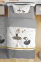 Gold Striped Ballerina and Swan Patterned Single Baby Kids Bedding Set