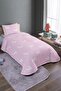 Pink Floor Butterflies Patterned Single Pique Set and Bedspread - 2