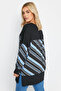 Plus Size Patterned Stretch Fabric Long Sleeve Long Cut Blouse303058 - 5
