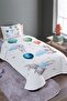 Ballooned Flying Rabbits Patterned Single Pique Set and Bedspread