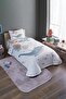 Flying Whale Patterned Single Bedspread and Pique Set - 2