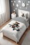 Gray Airplane Teddy Bear Patterned Single Baby Kids Bedding Set - 3