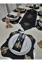 Runner/Place Placemat/25 Pieces/Persons 8/Food Presentation Set/Gold Gold on Black Velvet - 3