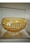 Crystal Cut Round Glass Salad Bowl Amber - 3