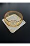 Crystal Cut Round Glass Salad Bowl Amber - 2