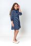 Girl's Ribbon Collar Polka Dot Pleated Dress - 4