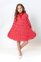 Girl's Ribbon Collar Polka Dot Pleated Dress - 4