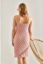 Women's Powder Openwork Lined Knitwear Dress 20246099 - 6
