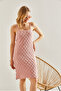 Women's Powder Openwork Lined Knitwear Dress 20246099 - 5