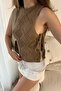 Women's Camel Side-Tie Knitwear Blouse 20246064 - 4