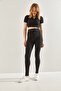 Women's Black Ribbed Leggings Set 60241007 - 3