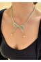 Bow water green women's sand bead necklace