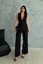 Black Waist Detailed Vest Trousers Linen Set