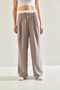 Women's Gray Contrast Waist Detailed Striped Woven Trousers 60241010 - 2