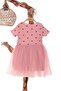 Girl's Heart Tulle Half Sleeve Dress - 3