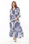 Women's Plus Size Blue Collared Crepe Dress with Stone Detail and Layered Hem 65N37907 - 3
