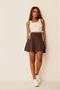 Women's Brown Flared Mini Skirt - 3