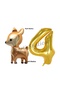 Woodland Deer Balloon 4th Birthday Balloon Set Cute Deer Balloon and Gold Number Balloon Birthday Set