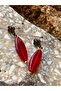 Handmade red, women's dangle earrings
