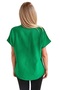 Women's Oversize Batwing Short Sleeve Linen Shirt Grass Green Buttoned - 6