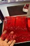 Red Bridal Veil Set, Elegance Henna Veil Set with Water Stones 6 Pieces - 7