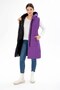 Women's Long Fixed Hooded Padded Double Sided Quilted Fiber Vest 8649 - 7